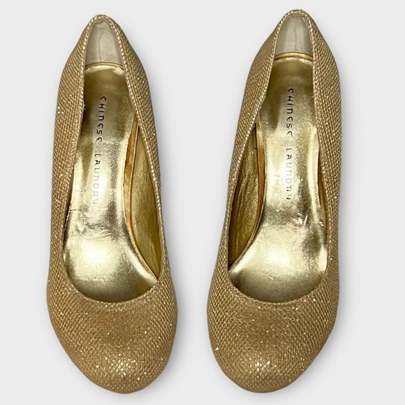 Chinese Laundry Nightlight Women's Gold Sparkle Round Toe Stiletto Heels Size 9M - Picture 5 of 13